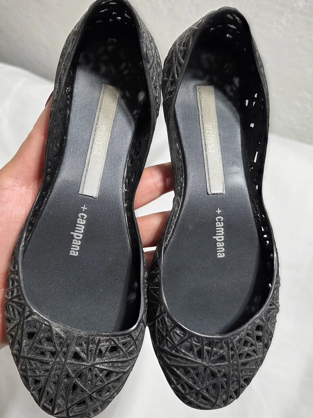 Girls' Black Cutout Jelly Flats - Kids Shoes